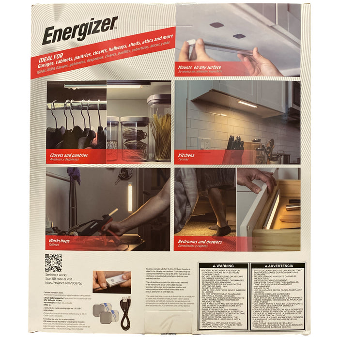 Energizer 9.5" Motion Sensing Magnetic LED Rechargeable Light Bar, 2 Pack