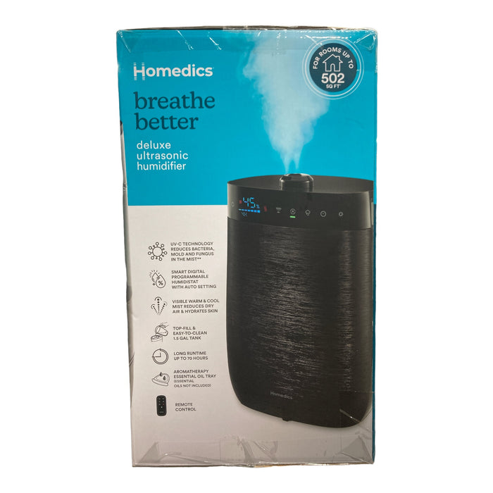 Homedics Deluxe Ultrasonic Humidifier, 1.50 Gallon Tank, 70HR Run Time, WMTF342