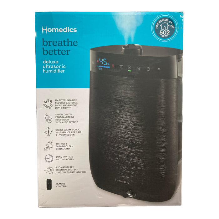 Homedics Deluxe Ultrasonic Humidifier, 1.50 Gallon Tank, 70HR Run Time, WMTF342