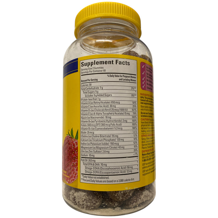 Nature Made Prenatal Folic Acid + DHA + Choline Gummies, 120 ct