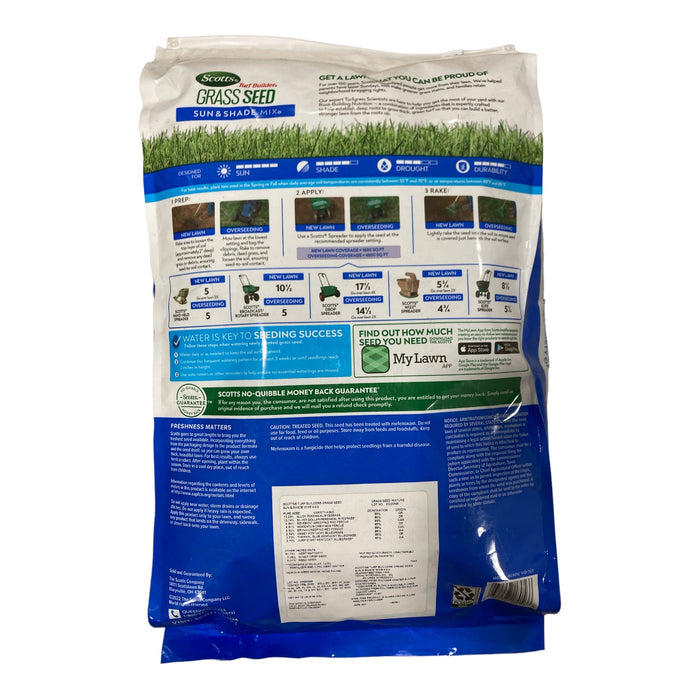 Scotts Turf Builder Grass Seed Sun & Shade Mix, 4800 Sq Ft, 12lbs