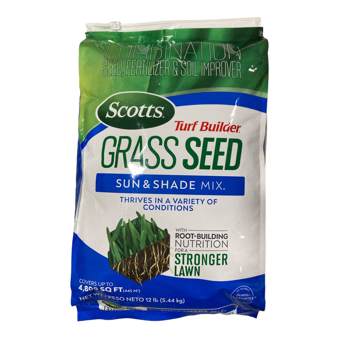 Scotts Turf Builder Grass Seed Sun & Shade Mix, 4800 Sq Ft, 12lbs