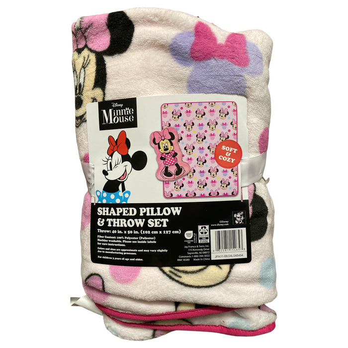 Disney Minnie Mouse Super Soft Shaped Pillow & Throw Set, 40" x 50"