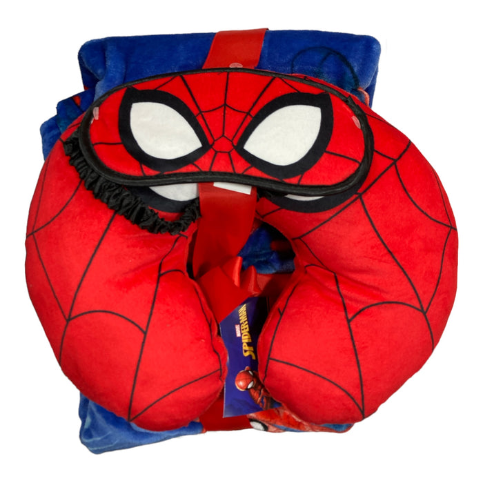 Marvel Spiderman 3-Piece Travel Set, Blanket, Pillow, Mask