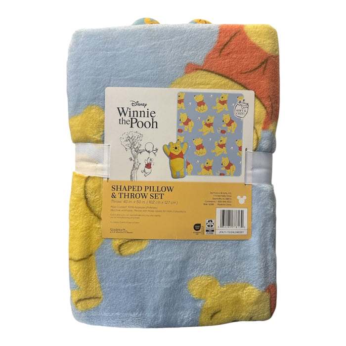 Disney Winnie the Pooh Shaped Pillow & Soft Cozy Throw Set, 40" x 50"