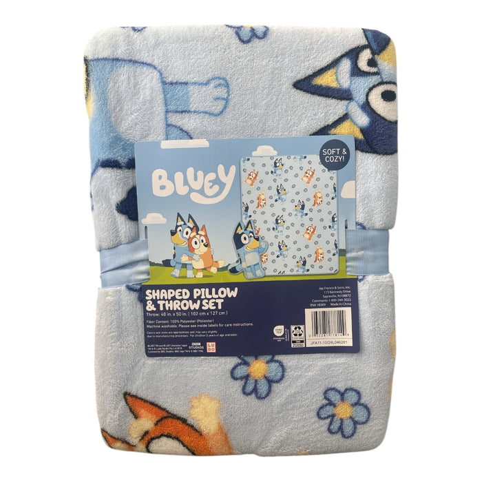 Licensed Bluey Super Soft & Cozy Shaped Pillow & Throw Set, 40" x 50"