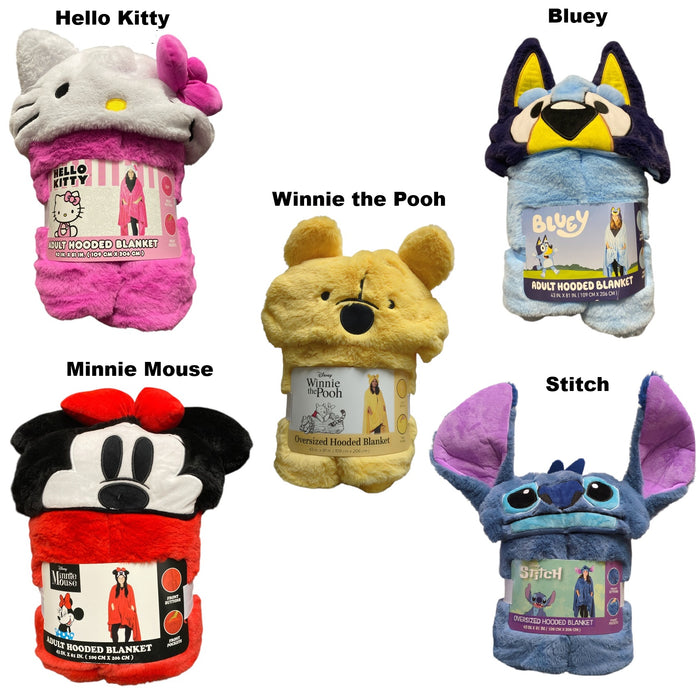 Adult Licensed Character Hooded Faux Fur Blanket with Front Pockets,  43" x 81"