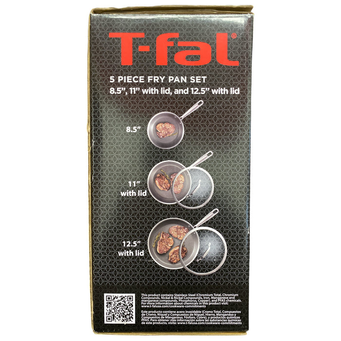 T-fal HybridMesh Tri-Ply Stainless Steel Fry Pan Set, 5 Piece