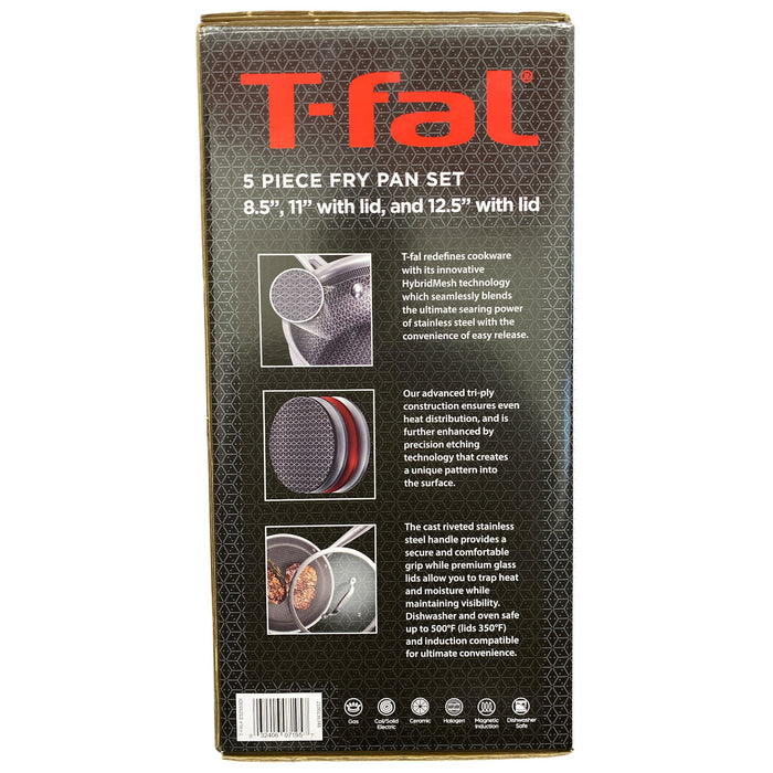 T-fal HybridMesh Tri-Ply Stainless Steel Fry Pan Set, 5 Piece