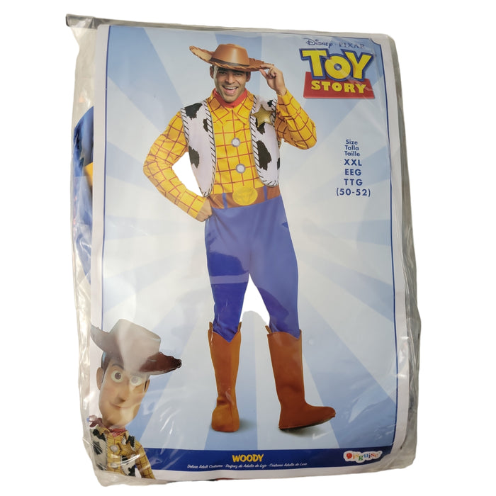 Disguise Toy Story Adult Jumpsuit with Attached Vet, Boot Covers, Sheriff Badge, Hat & Bandana Classic Woody Costume