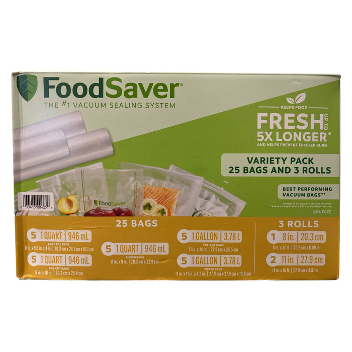 FoodSaver 28-Piece Vacuum Seal Rolls and Vacuum Seal Bags Multipack Set