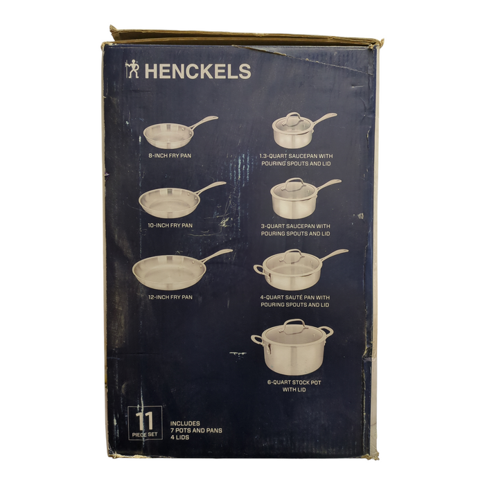 Henckels 11-Piece Precision Clad Tri-Ply Stainless Steel Cookware Set, Silver