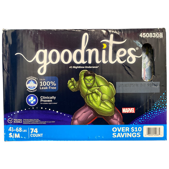 Goodnites Nighttime Bedwetting Hulk Underwear for Boys, S/M, 43-68lbs., 74ct