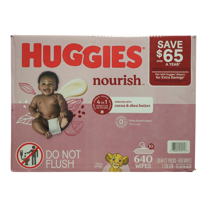Huggies Nourish Baby Wipes, Cocoa & Shea Butter, 10pk, 640 Wipes