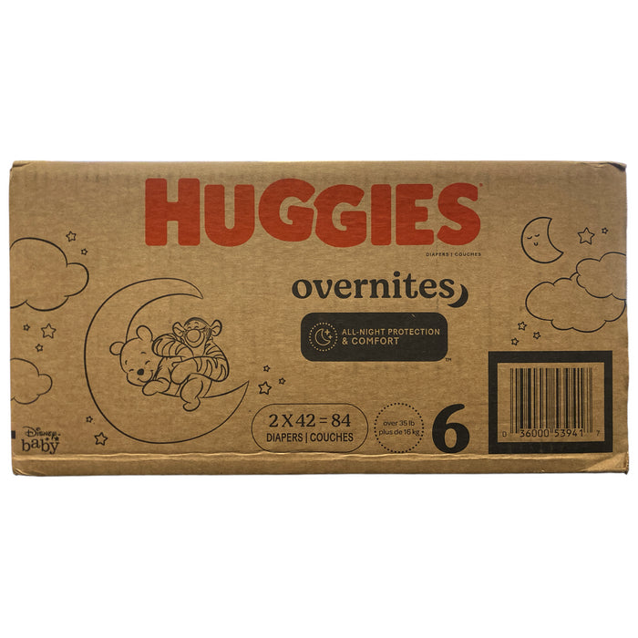 Huggies Disposable Overnite Diapers All Night Protection & Comfort, Size 6, 84ct