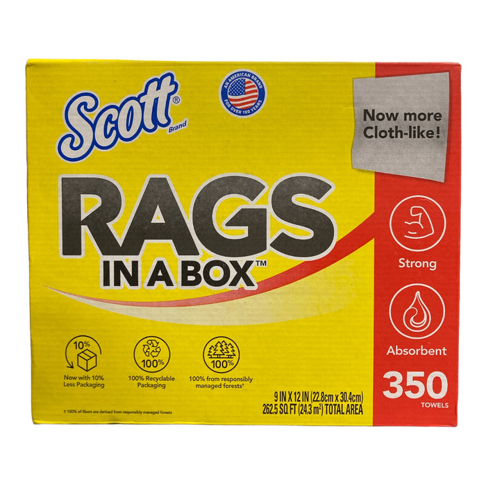 Scott All Purpose Shop Cloth Like Rags In a Box, 350 sheets 9"x12"