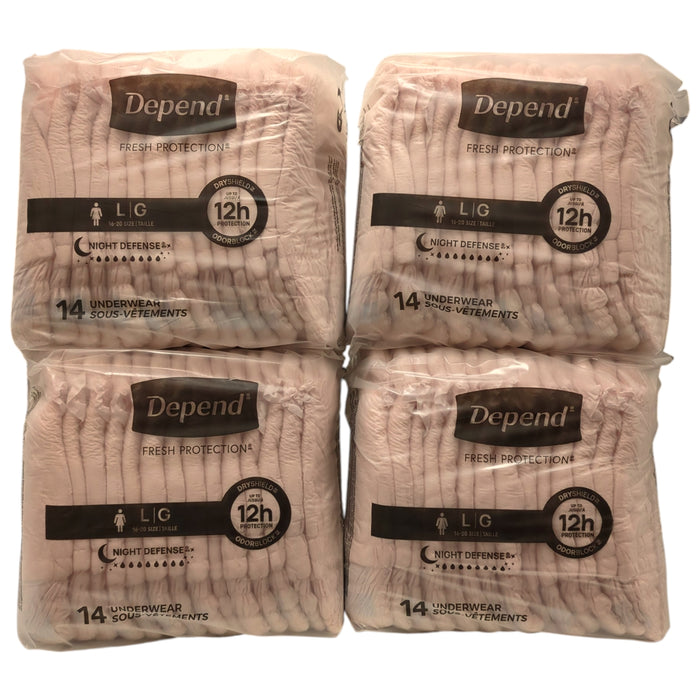 Depend Women's Night Defense Incontinence Underwear, Overnight, L, 56ct