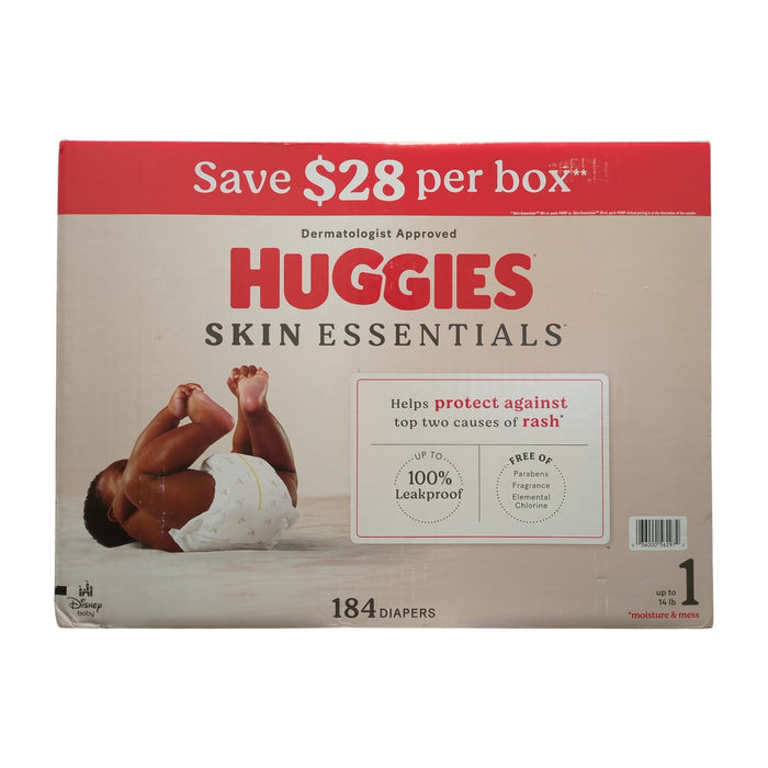 Huggies Skin Essentials Baby Diapers, Size 1 (Up to 14lbs), 184ct