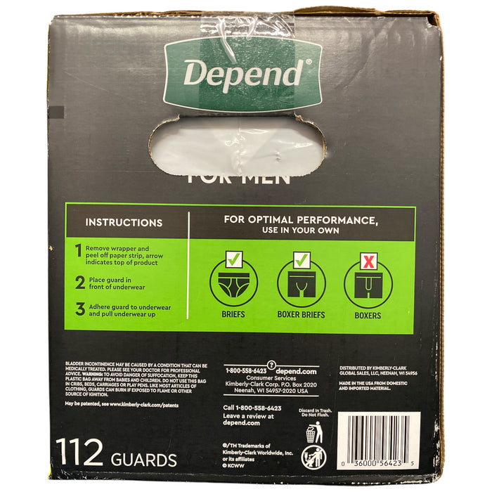Depend Incontinence Guards for Men, Maximum Absorbency, 112 ct