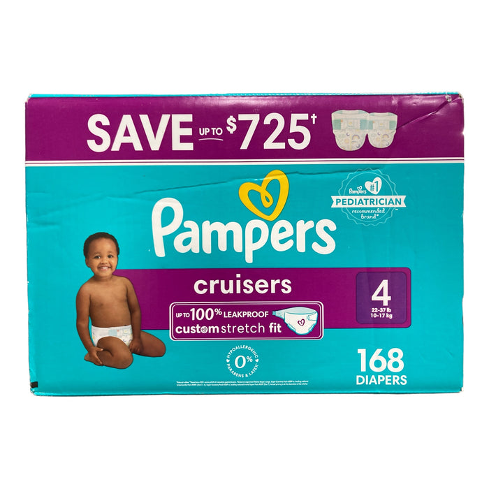 Pampers Cruisers Custom Stretch Fit Diapers, Size 4 (22lbs-37lbs), 168ct