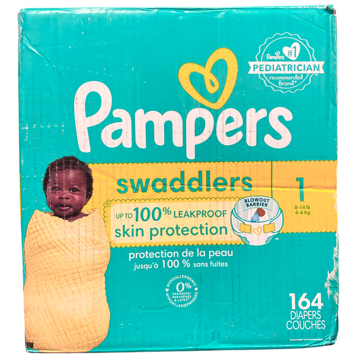 Pampers Swaddlers Disposable Diapers Size 1 (8-14lbs), 164 Count