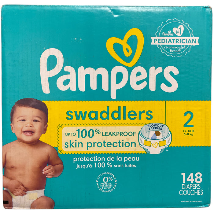Pampers Swaddlers Disposable Diapers Size 2 (12-18lbs), 148 Count