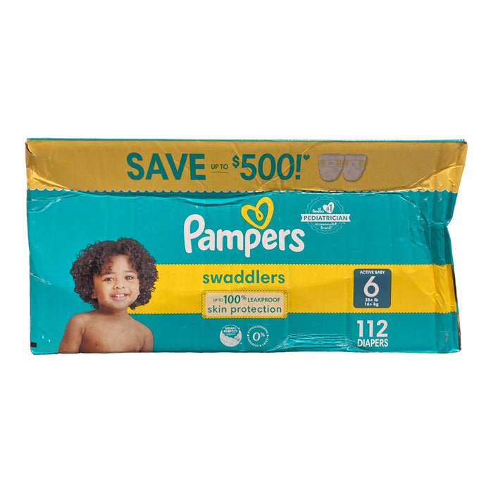 Pampers Swaddlers Diapers, Size 6 (35+ Pounds), 112 Count