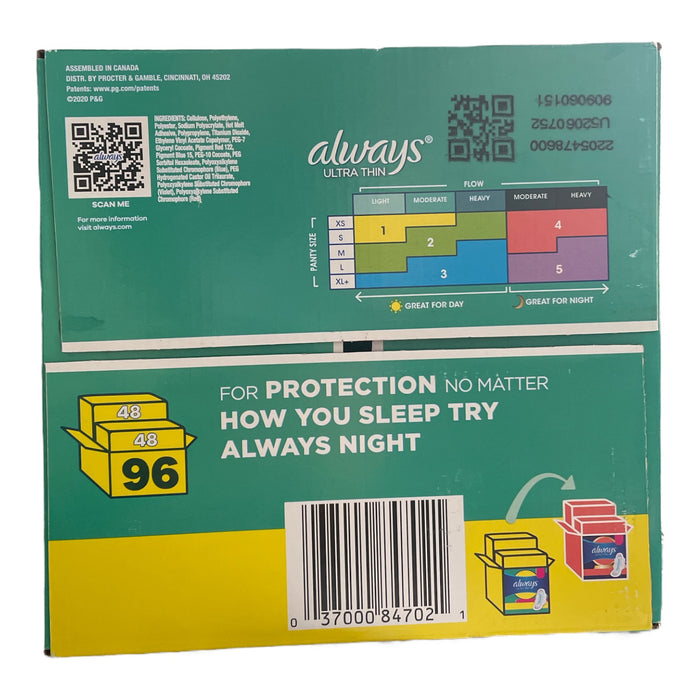 Always Ultra Thin Regular Flexi-Wings Pads, Unscented, Size 1, 96 Count