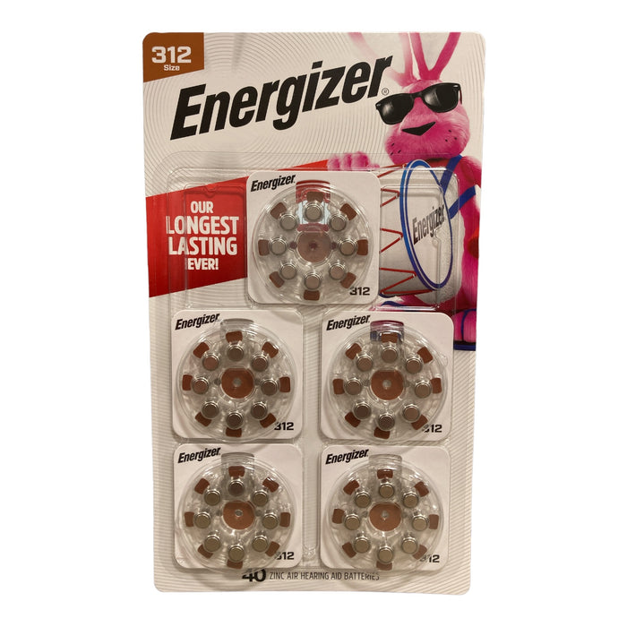 Energizer Hearing Aid Button Batteries Size 312, 40pk