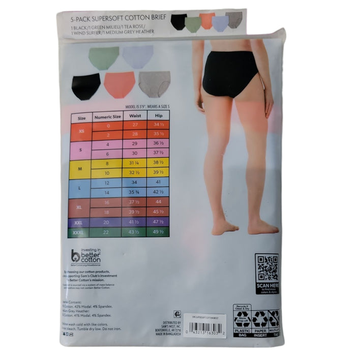 Member's Mark Women's 5pk Super Soft Cotton Brief