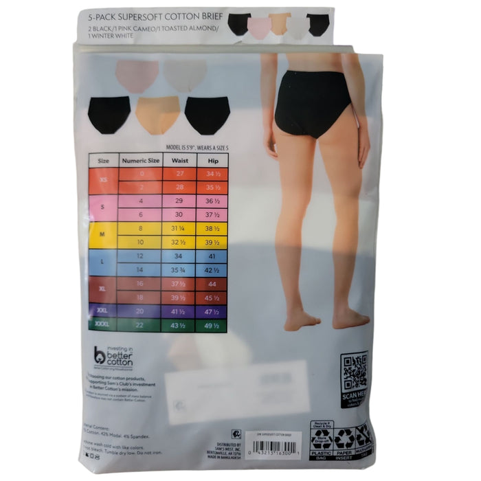 Member's Mark Women's 5-Pack Super-Soft Cotton Brief