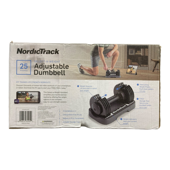 NordicTrack Select-A-Weight Adjustable Dumbbell, 5LBS-25LBS, SIngle