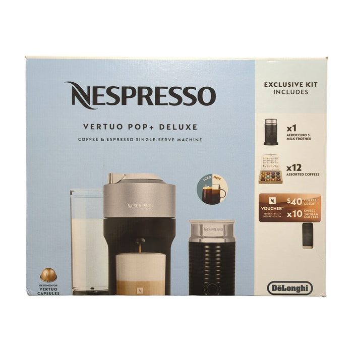 Nespresso Vertuo Pop+ De'Longhi Deluxe Coffee Maker with Milk Frother *No Pods*