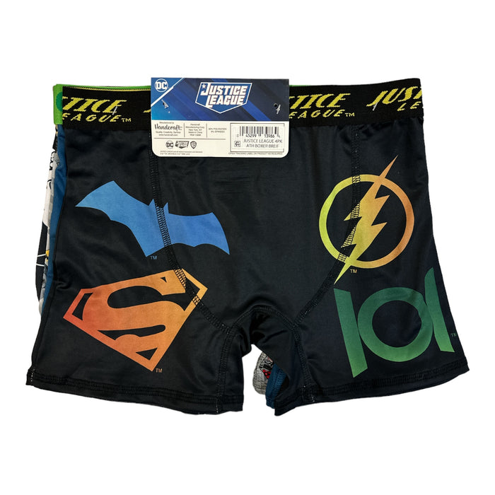 Justice League Boy's 4-Pack Moisture Wicking Athletic Fit Boxer Briefs