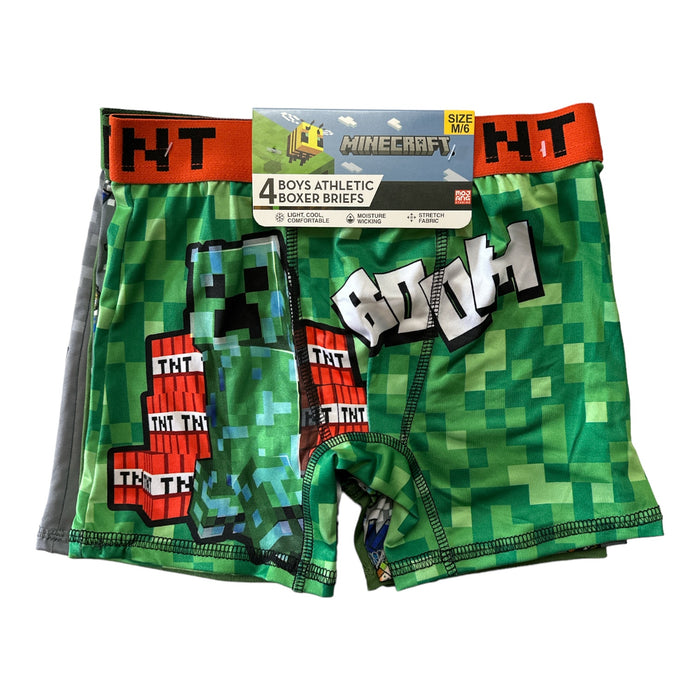 Minecraft Boy's 4-Pack Licensed Elastic Waistband Stretch Boxer Briefs