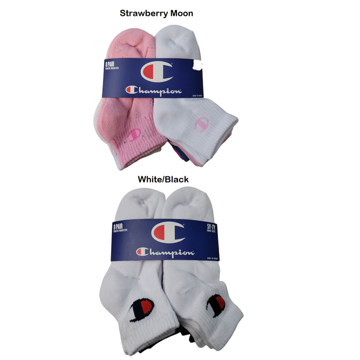 Champion Kids Breathable Moisture Wicking 8-Pack Quarter Sock