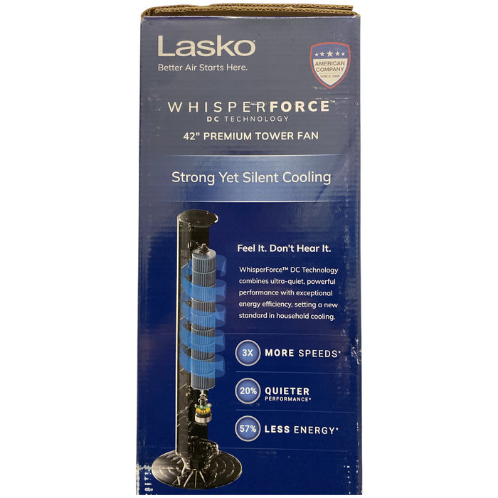Lasko 42" Oscillating 12-Speed DC Tower Fan with Remote, TDC425