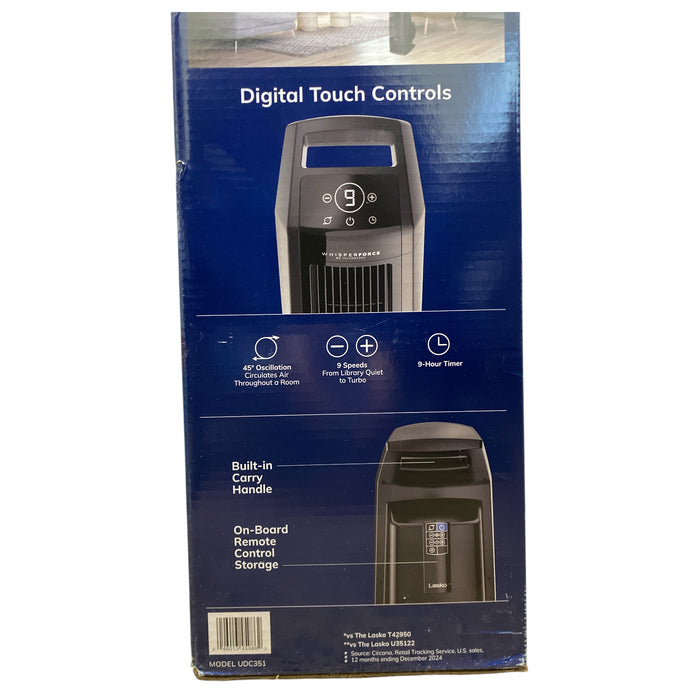 Lasko 35" DC High Velocity Blower Tower Fan with Remote, Black