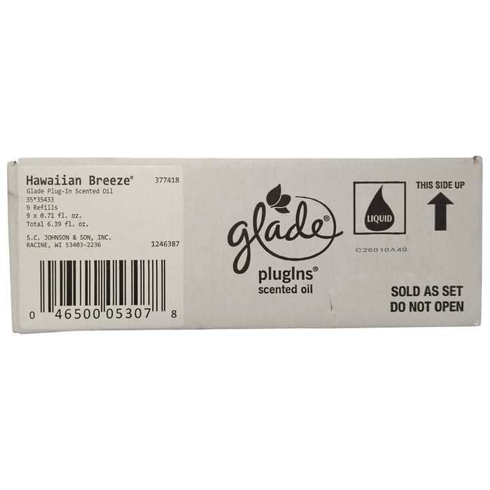 Glade PlugIns Scented Oil Refill, Hawaiian Breeze, 6.39 floz., 9 ct