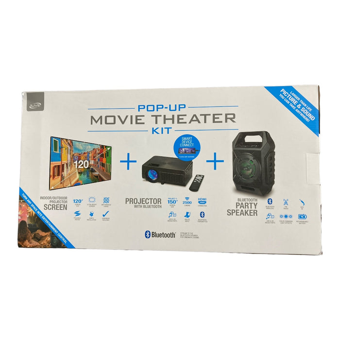 iLive Pop-Up Movie Theater Kit w/ Screen, Projector & Speaker, THE2021BDL