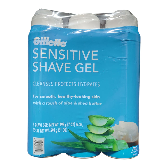 Gillette Sensitive Shave Gel with Aloe & Shea Butter, 7oz, 3pk