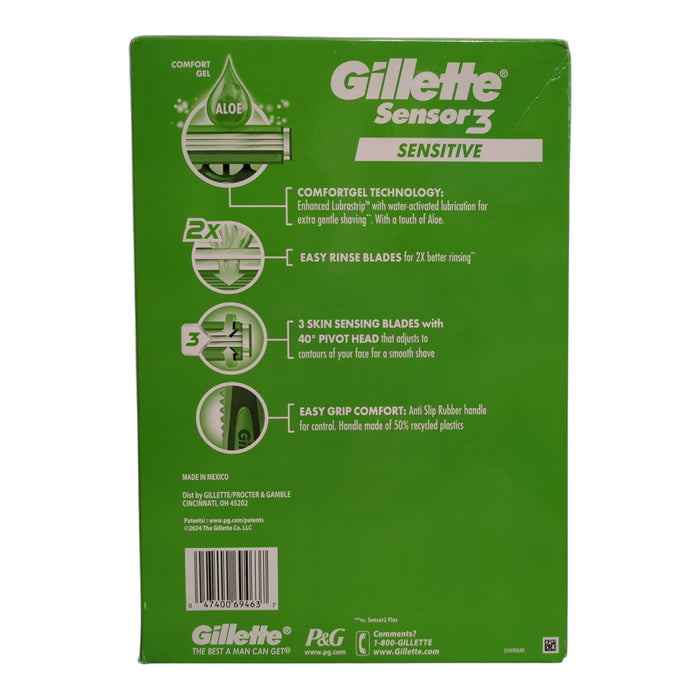 Gillette Men's Sensor3 Pivoting Head Sensitive Disposable Razor, 24 ct