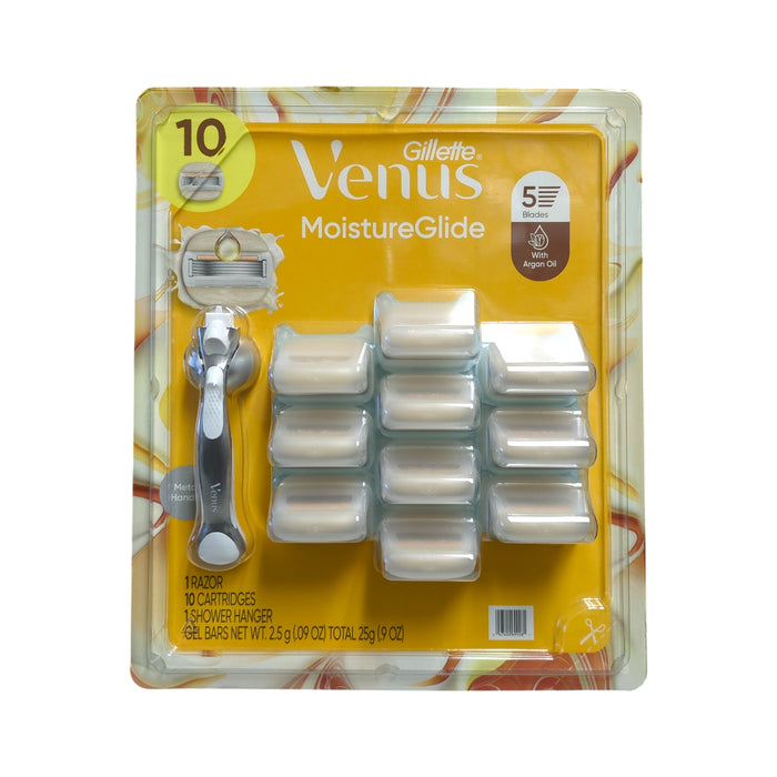 Gillette Venus MoistureGlide Women's Razor, 5 Blade, Handle & 10 Cartridges