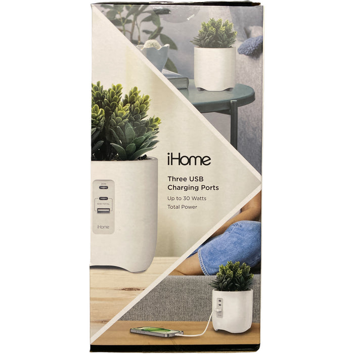 iHome Powerplant Multi Device Charge Tower, Faux Succulent