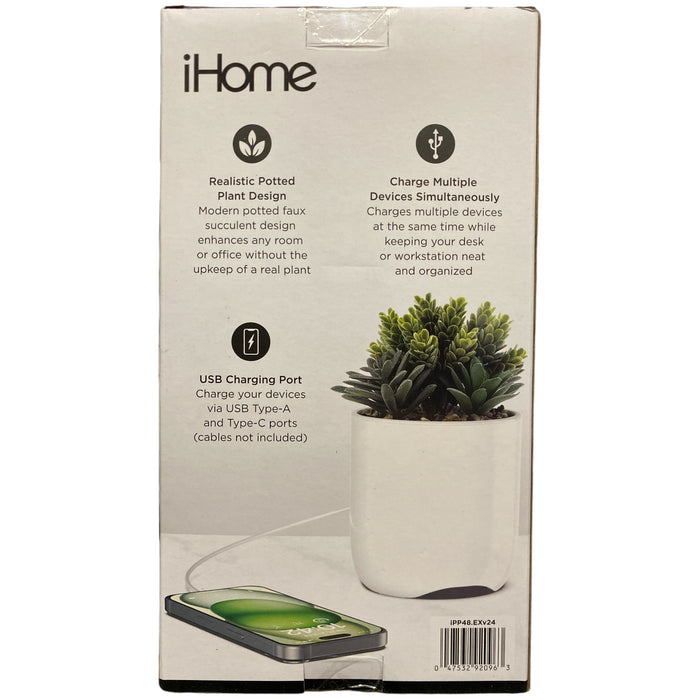 iHome Powerplant Multi Device Charge Tower, Faux Succulent