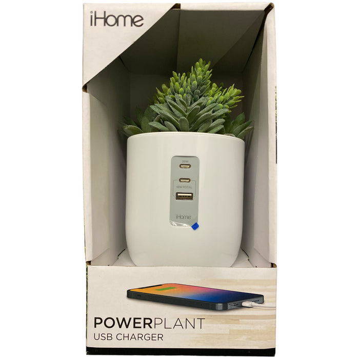 iHome Powerplant Multi Device Charge Tower, Faux Succulent