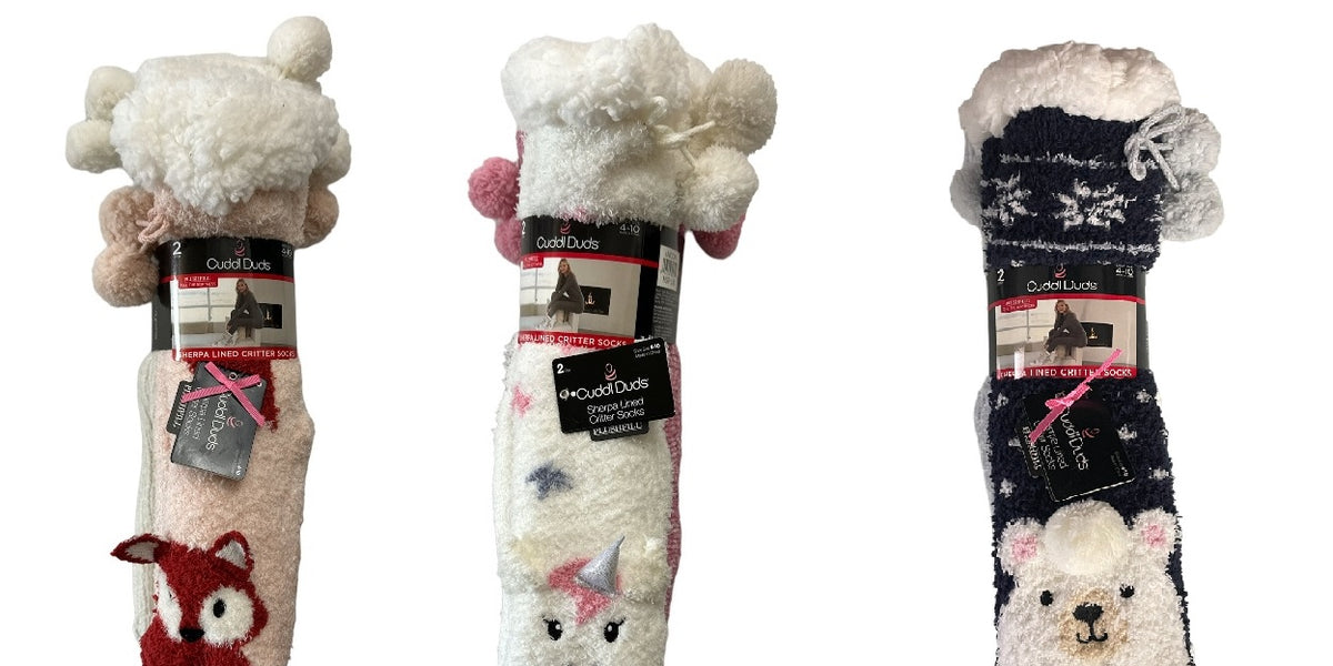 Cuddl Duds Women's Sherpa Lined Lounge Slipper Socks, Size 4-10