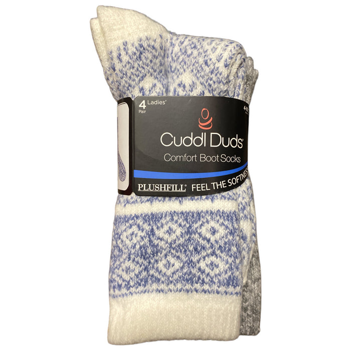 Cuddl Duds Women's Plushfill Super Soft Comfort Boot Socks, 4 Pair