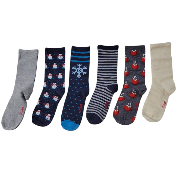 Hot Sox Women's 6-Pack Easy Care Novelty Crew Sock