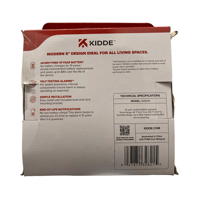 Kidde 10-Year Battery Smoke Detector with LED Warning Lights, 2 Pack